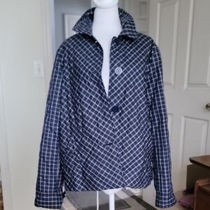 Jones New York Navy Checkered Jacket Size Large